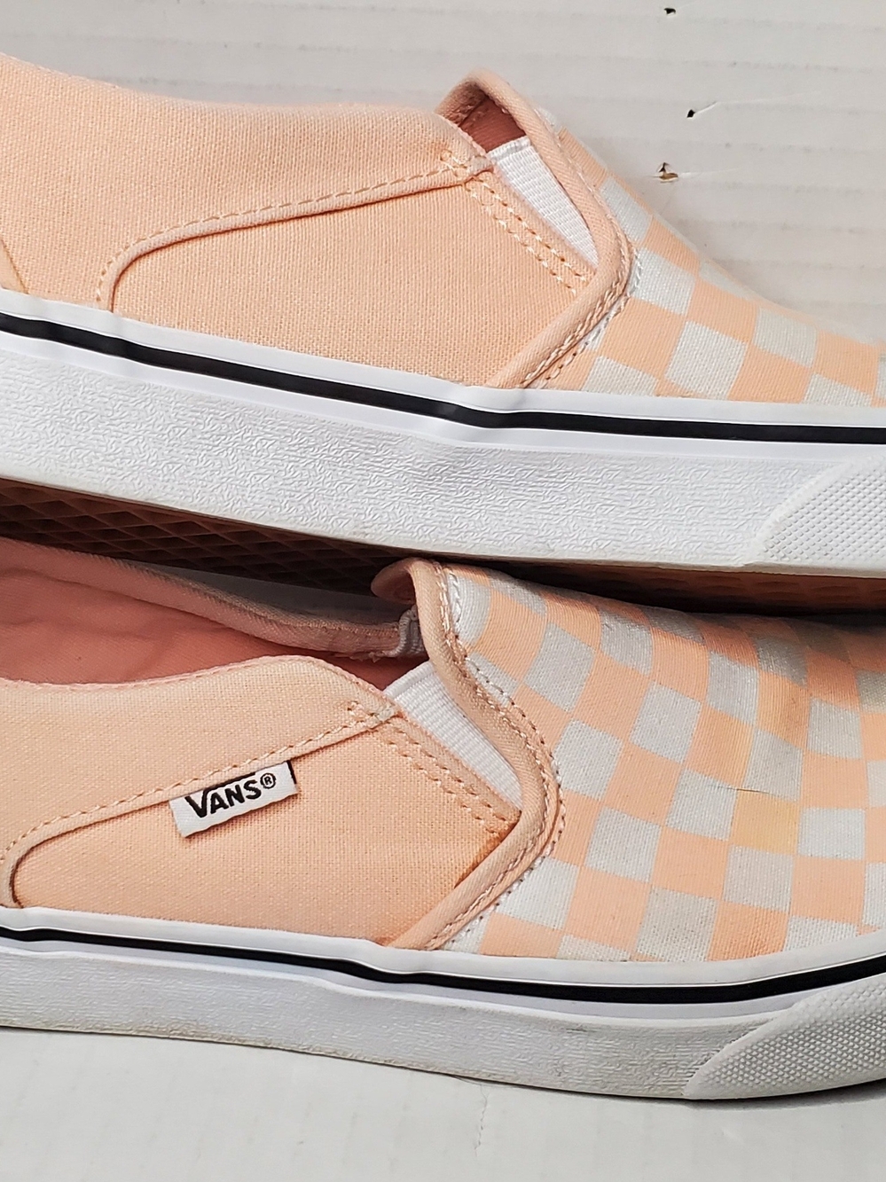 Vans Slip-On Checkerboard Peach/White Shoes Womans 10 - Picture 4 of 8